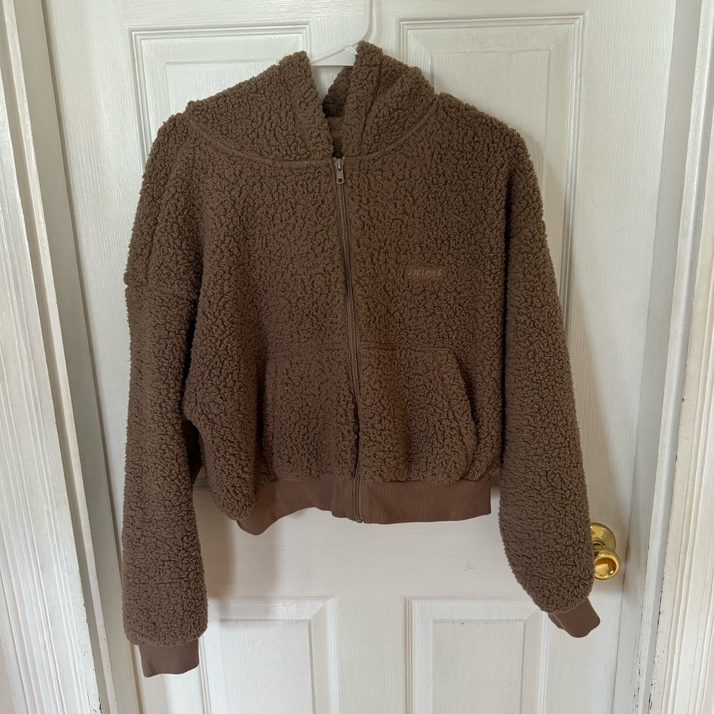 Skims Teddy Zip Up Hoodie & Joggers Color Dessert Size Medium